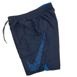 nike mens 8" shorts sz small blue‎ large Swoosh graphic Nike Athletic Shorts
